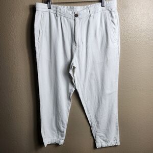 Banana Republic Mens Off-White Athletic Fit Linen Blend Comfort Pants-Size 34x26